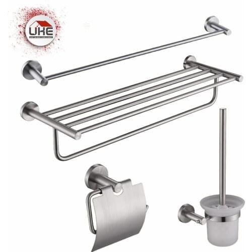 Stainless Steel Brused Bathroom Hardware Set Wall-mounted Toilet Paper Holder Towel Bar Kitchen Facilities Bathroom Accessories