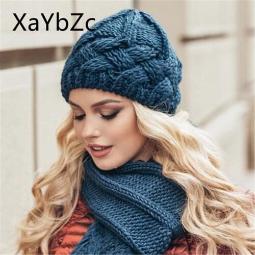 New Retro Style Diamond Lattice Thick NeedleWool KnittedHat Men and WomenFashion Autumn and Winter Woolen Hat