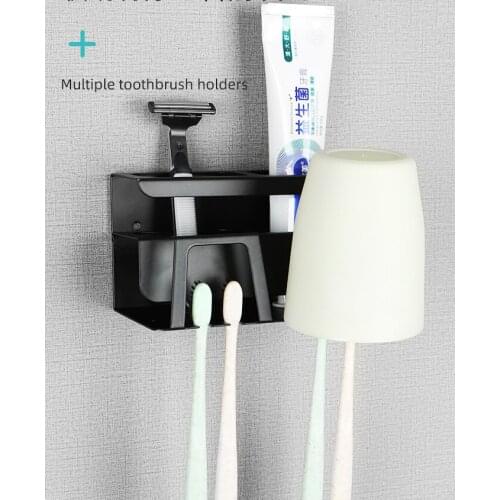 Stainless steel toothbrush shelf, no punching bathroom wall mounted electric dental cup, mouthwash and brushing cup shelf