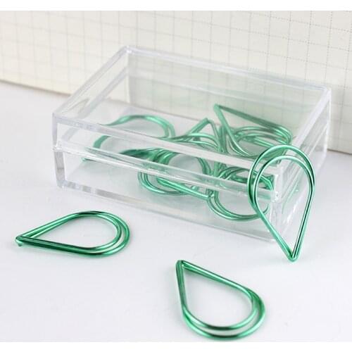 Simple Water Drop Paper Clip Color Metal Paper Clip Lovely mint Pin Paper Clips Papeleria Office Accessories Paperclips