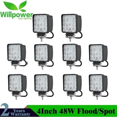 10 PCS IP67 waterproof Spot Beam Flood beam 4x4 Offroad boat LED Driving Light truck led work light 48w