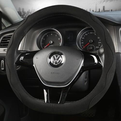 Suede Cow Car Steering Wheel Cover D Shape Leather For Golf 6 7 Polo Passat Tiguan 2016 2017 2018 For Kia Sportage Optima K5