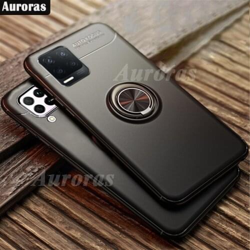 Auroras For Realme 8 5G Case Business Style with Finger Ring Magnetism Holder Cover For Realme 8 Pro Case Narzo 30 5G