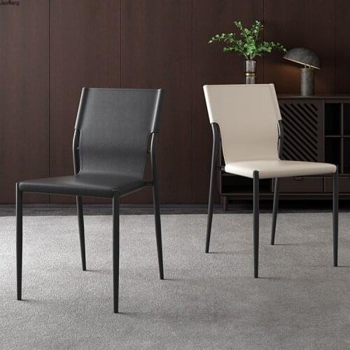 Nordic Dining Chair Home Modern Minimalist Luxury Restaurant Backrest Chair Dining Cafe Study Chair Saddle Leather