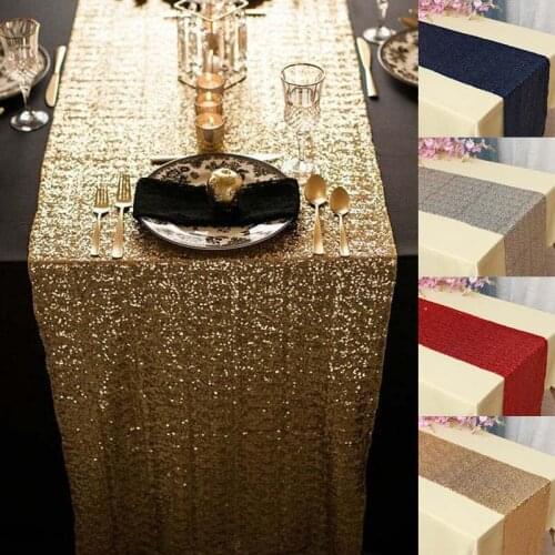 Sequin Table Runner Rose Gold/Silver/Navy/Pink/Red Color Luxury Style Wholesale For Wedding Hotel Dinner Party Decoration