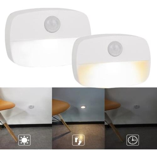 LED Night Lights Motion Sensor Light Battery Operated Wireless Wall Lamp No Glare Corridor Closet Cabinet Door Light