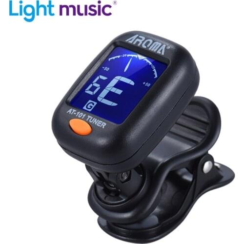 AROMA AT-101 Electric Guitar Tuner Digital Clip Type Foldable Rotating Clip High Sensitivity Ukulele Guiatr Accessories