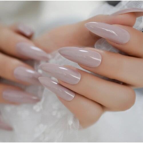 Extra Long Simple Fake Nail Light Pink Smooth Sharp Artificial Nail Tips Salon Fashion False Nails