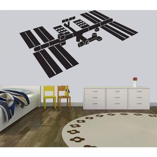 Space Station Vinyl Wall Decal for Kids Child Room Creative Decoration Stickers waterproof Mural Decals home decor HY1117
