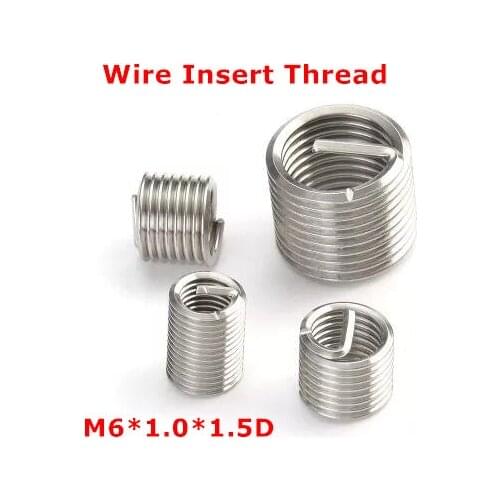 100pcs M6*1.0*1.5D Wire Thread Insert , M6 Screw Bushing , stainless steel Wire Screw Sleeve Thread Repair