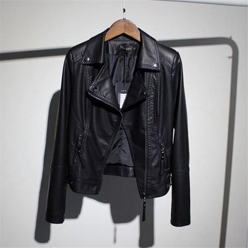 Womens Leather Jacket New Fashion Spring Artificial PU Leather Coat Cool Girls Motorbikes Jackets Clothing LWL219