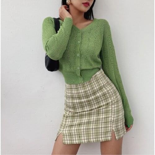 Female Skirts Clothes Vintage Bag Jeans Clothing Korean Colored Plaid Skirt Women Student Chic Short Skirts Sexy Mini Skirts