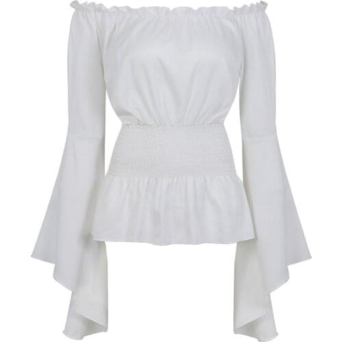 Womens Renaissance Shirt Gothic Blouse Off The Shoulder Tops Pirate Shirt Peasant Irish Bohemian Tops