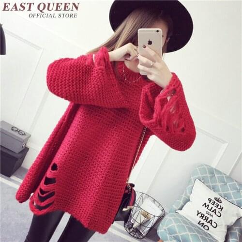 Women sweaters and pullovers 2018 ripped torn womens sweaters 2018 Autumn Casual Women Sweater Coat NN0875 Y
