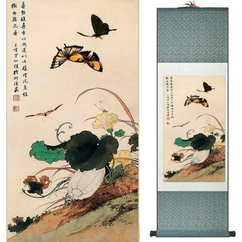 Birds and flower painting silk scroll painting traditional birds and flower painting Chinese birds19 040401