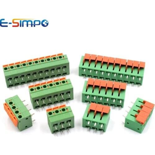 100pcs 142V 142R 5.08mm/0.2" Pitch PCB Spring 1P 2P 3P 4P 5P 6P 7p 8p 300V10A Can be Spliced Spring Terminal Block Connector