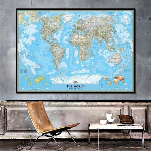 150x100cm The World Political Map With Population Density Vinyl Spray Map Without National Flag For Culture And Education
