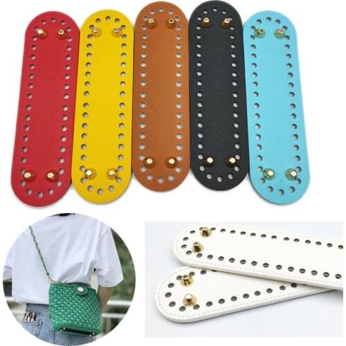 18*5cm Oval Long Bottom for Knitted Bag PU leather Bag Accessories Handmade Bottom With 38 holes DIY Crochet Bag Bottom