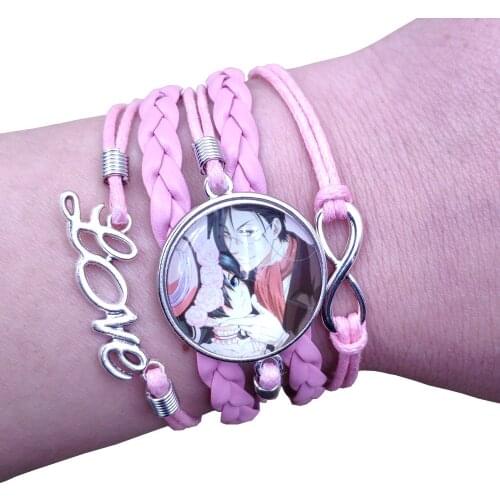 18 Styles Black Butler Multilayer Leather Bracelet Japanese Anime Cartoon Time Gem Student Lady Women Men Girl Boy Gift HZS