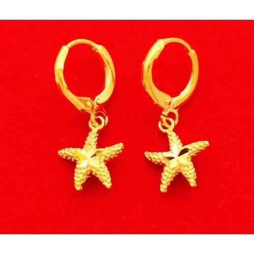 24K Gold Filled Earrings For Women Sea Star Drop Earing Brincos Femme Pendientes Mujer Vintage Jewelry Accesories Party Gifts