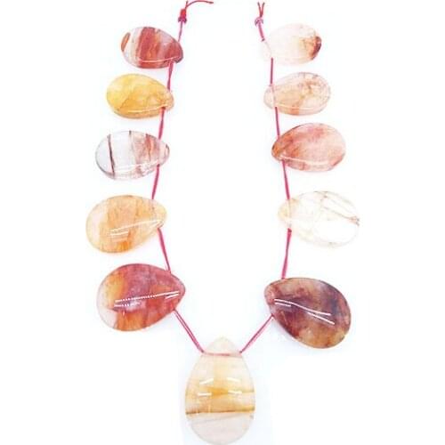 25 x 35mm Natural Gemstone Teardrop Quartz Hematoide Petrified Stone Beads DIY Jewelry Making Necklace Pendant Wealth Unique