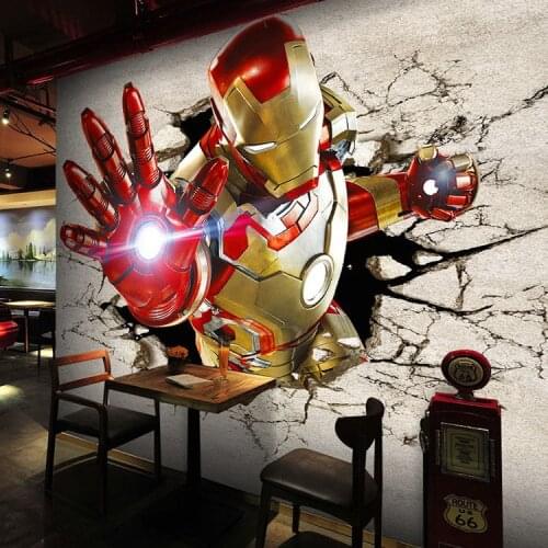 3D View Iron Man Wallpaper Giant Wall Murals Cool Photo Wallpaper Boys Room decor TV background Wall Bedroom Hallway Kids Room