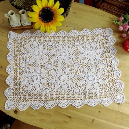 40x60cm Vintage Rectangle Cotton Crochet Table Mat Kitchen Dining HOT Kids Placemat Lace Cotton Place Mat Cloth Doily Cup Mug