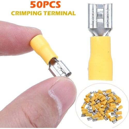 50pcs Practical And Durable 10-12 AWG Insulated Female Spade Wire Crimp Terminal Connector Cable Plug 4.0-6.0mm