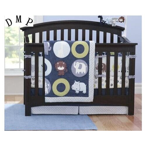 7PCS embroidered Crib Baby Bedding Set Baby Nursery tour de lit bébé (4bumper+duvet+bed cover+bed skirt)