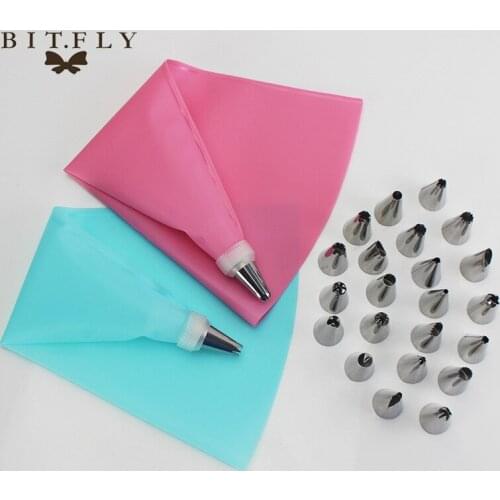 8/16/26 PCS/Set Kitchen DIY Icing Piping Cream Silicone Pastry Bag Tips Reusable Pastry Bags + Nozzle Set Cake Decorating Tools