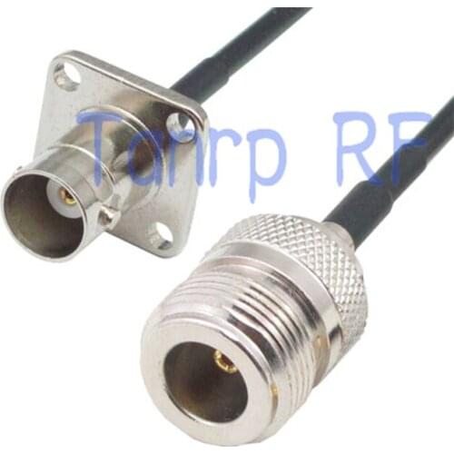 8in BNC female with 4 hole panel to N female jack RF connector adapter 20CM Pigtail coaxial jumper cable RG174 extension cord