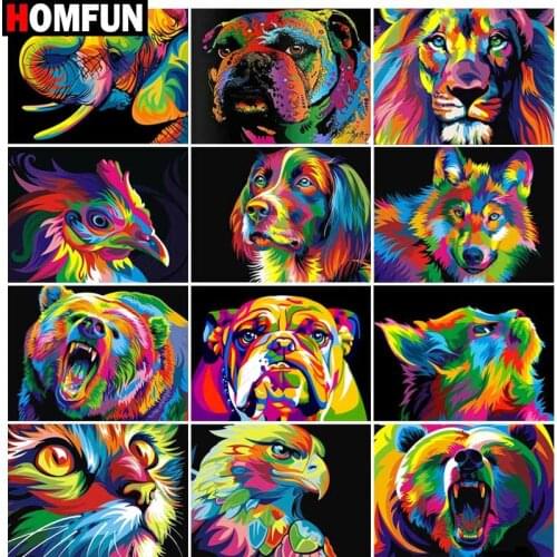 HOMFUN Full Square/Round Drill 5D DIY Diamond Painting "Animal color avatar theme" Embroidery Cross Stitch 5D Home Decor Gift