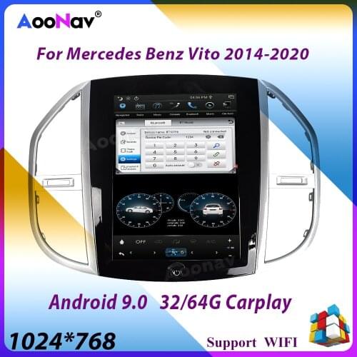 Android 9.0 Car Radio Multimedia Player For Mercedes Benz Vito 2014-2020 GPS Navigation Vertical Stereo Screen Video