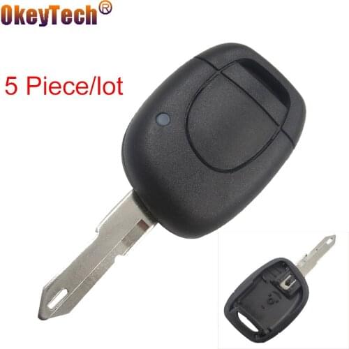 OkeyTech 5 Piece Auto Remote 1 Button Car Key Shell For Renault Twingo Clio Kangoo Master Uncut NE73 Blade Replacement Case FOB