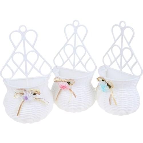 Flower Hanging Basket Vase Rattan Wall Hanging Small Artificial Rattan Flower Basket For Home Decoration Color Random