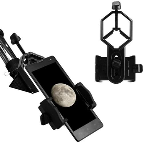 360 Degree Smart Phone Telescope Adapter Mount Holder 5.2-10cm for IPhone Cell Phone Telescope Holder Phone Adapter Mount Black