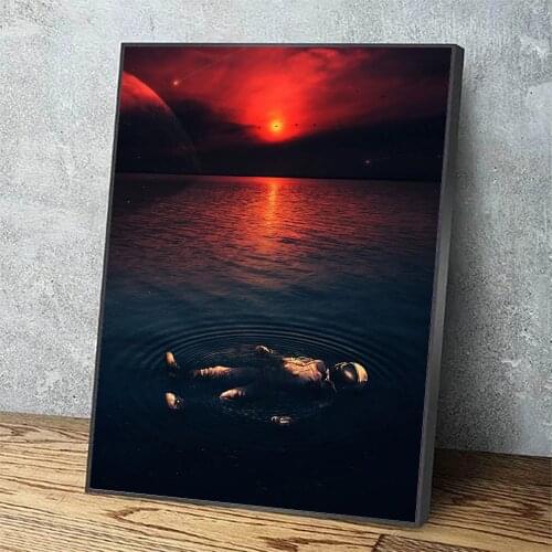 Home Decoration Wall Art Astronauts and Sea Canvas Painting HD Printing Sunset Landscape Pictures Modular Poster For Living Room