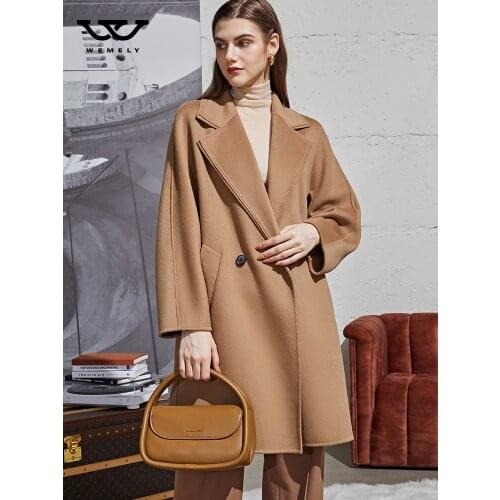 Camel double-sided cashmere coat womens medium long new thickened wool coat in autumn and winter 2021
