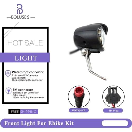 Electric Bike Front Light LED Safety Warning Lamp 12V 24V 36V 48V 60V 72V Sm/waterproof Connector For EBike Accessories Part