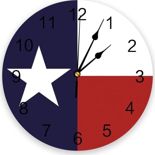 Texas State Flag Red White Blue Wall Clock For Home Decoration Living Room Quartz Needle Hanging Watch Modern Kitchen Clock