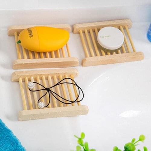 HOT SALE!Natural Wood Soap Sponge Drain Storage Holder Tray Bathroom Kitchen Organizer Portable Soap Dishes
