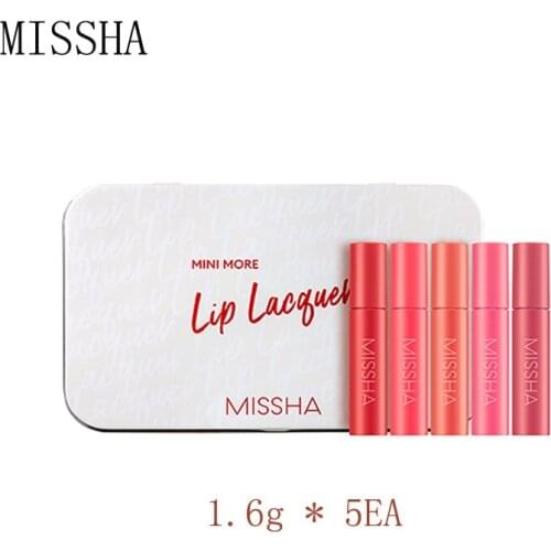 MISSHA More Lip Lacquer Kit Long Lasting 5 Color Lip Gloss Waterproof Natural Moisturizing Easy To Wear Makeup Korea Cosmetic
