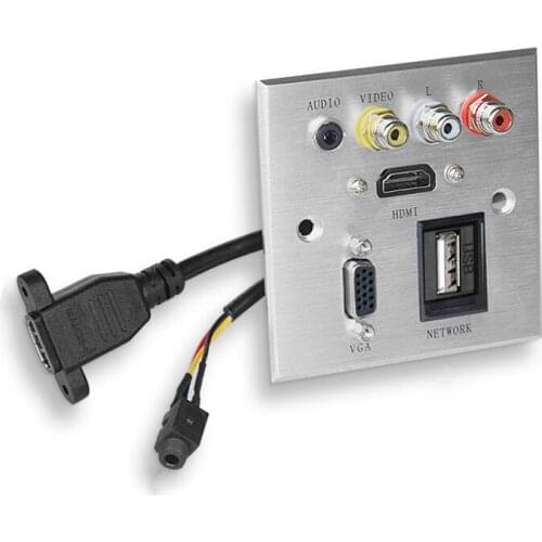 Aluminum panel wall multimedia socket VGA USB AUDIO F L R HDMI 1.4 2.0 86*86 Wall Audio and video Upscale