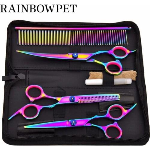 Dog grooming scissors, 7 sizes stainless steel comb kit for pet and cat grooming, barber and dog
