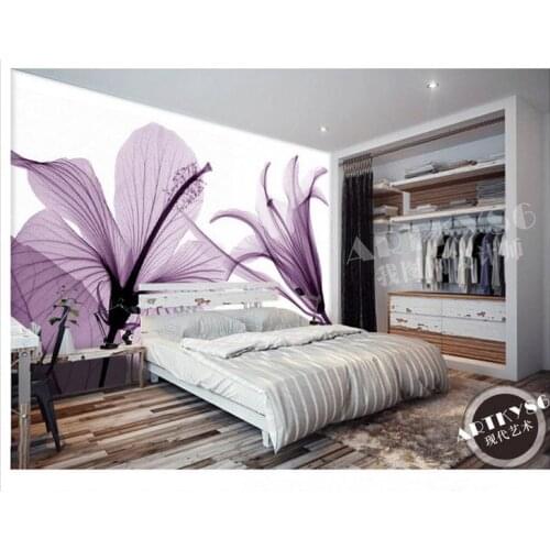 Custom photo wallpapers 3d wall mural wallpaper Purple blooming lily flowers transparent background wall papers for living room