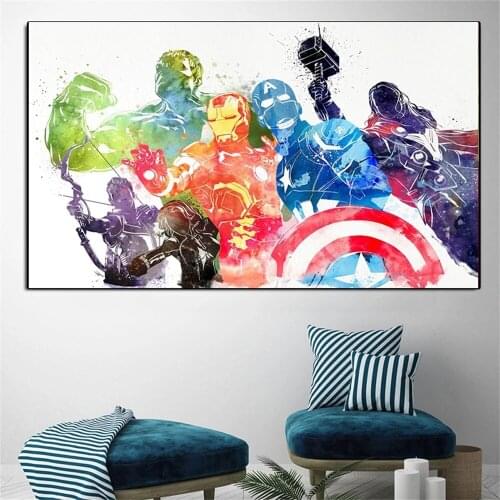 Marvel The Avengers Graffiti Posters Classic comics Wall Art Canvas Painting Famous Painting Art Living Room Cuadros Decor