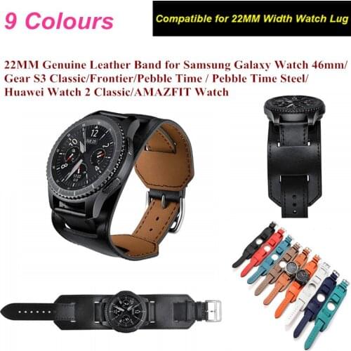 Genuine Leather Watch Band For Samsung Galaxy Watch 46MM 22MM Tour Bracelet Leather Strap Watchband For Gear S3 Classic/Frontier