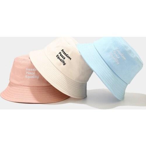 New Fisherman Hat Womens Summer Three-row Letter Embroidery Trend Fried Street Pot Hat Outdoor Travel Sun Protection Hcap Tide