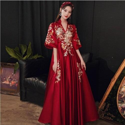 Oriental Original Wedding Hanfu Fairy Dress women Red Traditional Ethnic clothing embroidered elegant asian costume