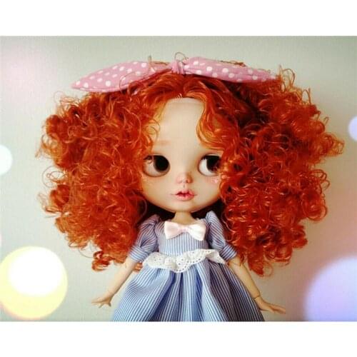 [wamami] 12" Neo / Doll Red Curly Wavy Wig Scalp (Only Hair)